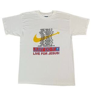 Vintage Nike Jesus Tee Shirt Just Do It Live for Jesus 90s Size Large